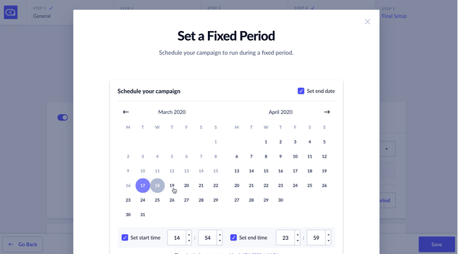 schedule popup
