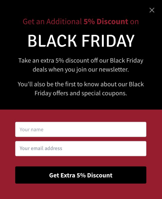 black friday popup