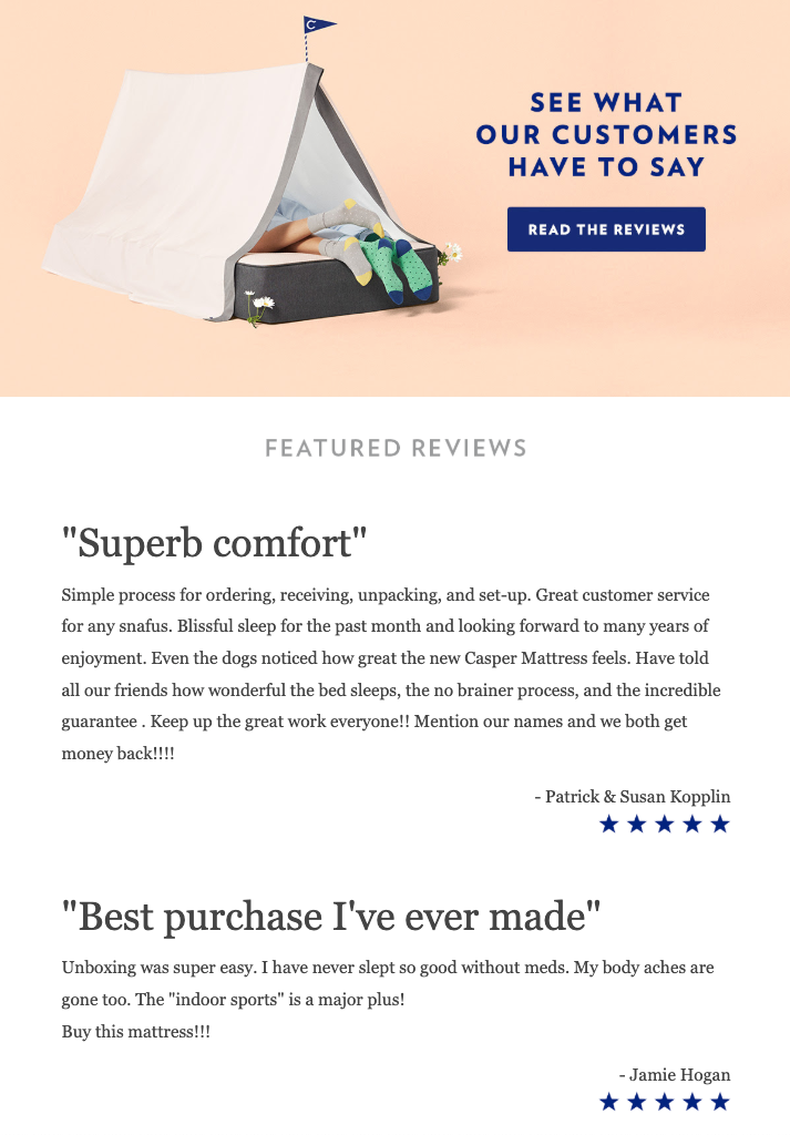 casper email marketing reviews testimonials