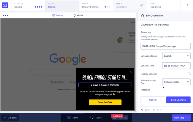 black friday popup countdown