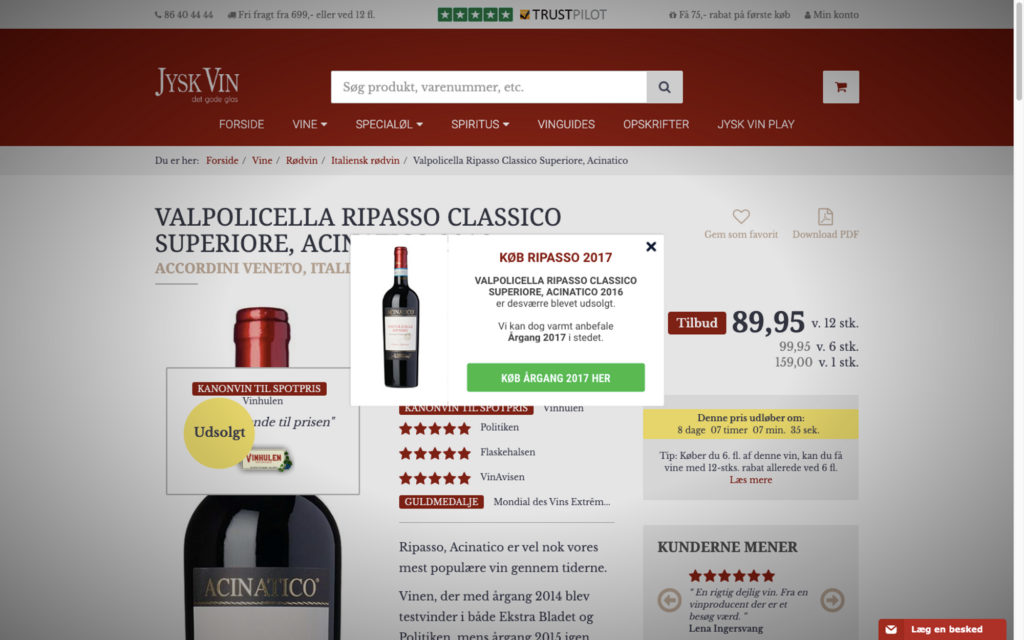 jysk vin add similar product popup