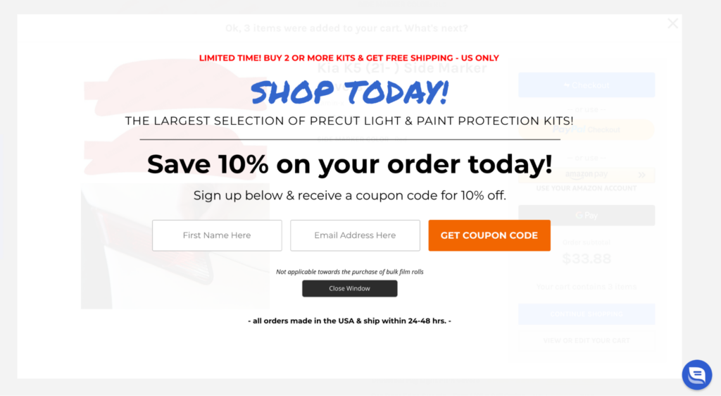 lamin-x cart summary popup
