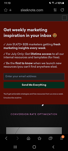 Email Marketing Popup