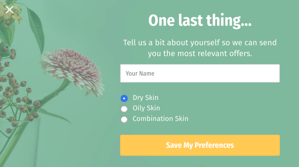 multistep personal offers popup