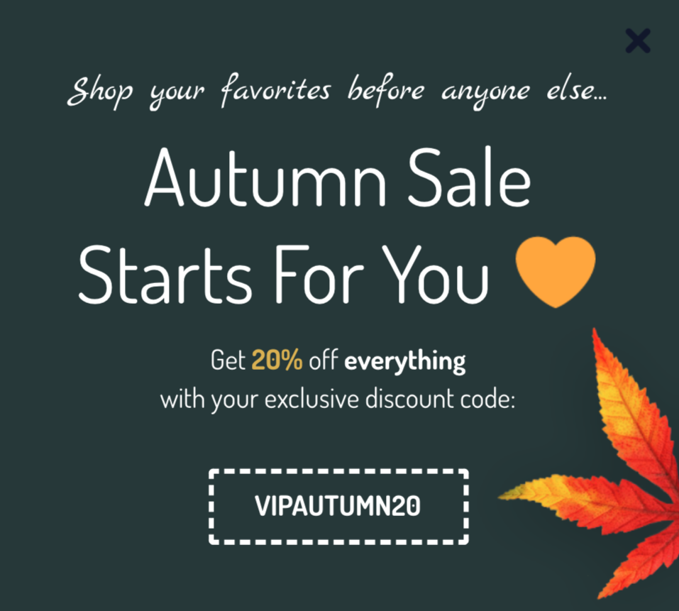 seasonal sale popup