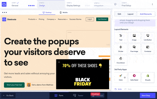 black friday popup product recommendation 