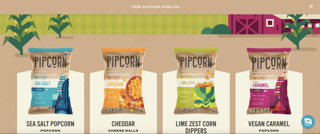 pipcorn product popup