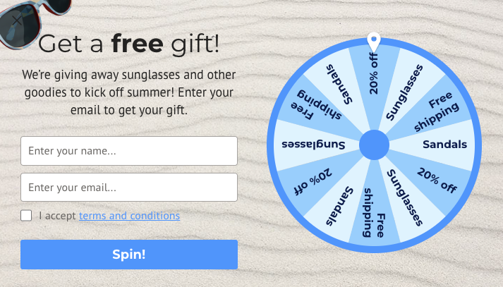 spin to win popup
