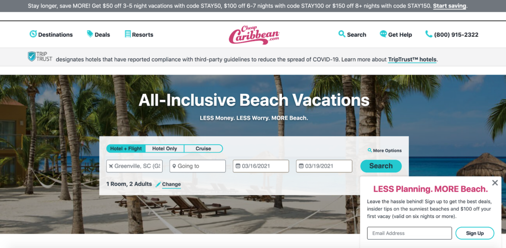 CheapCaribbean.com Popup