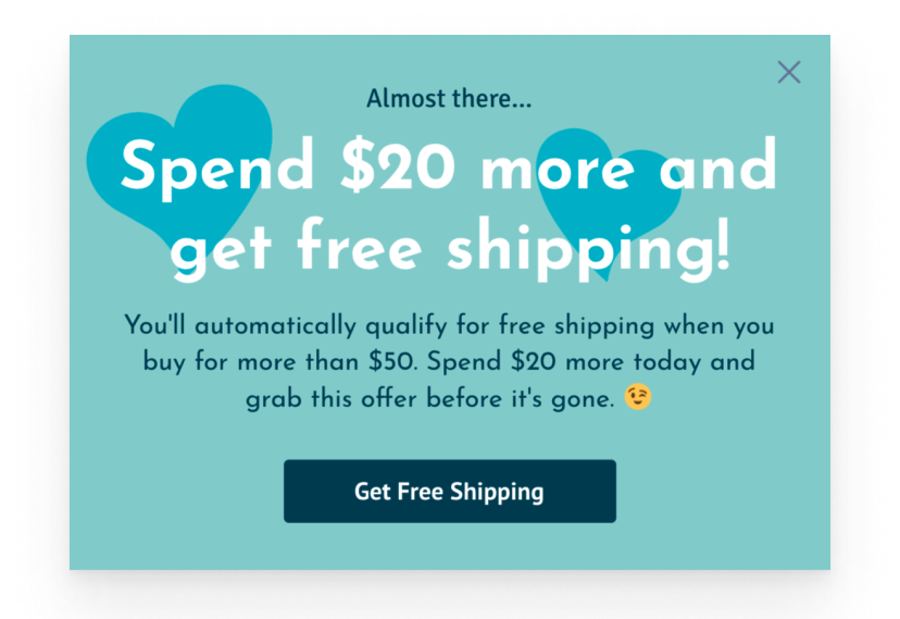 spend more for free shipping popup