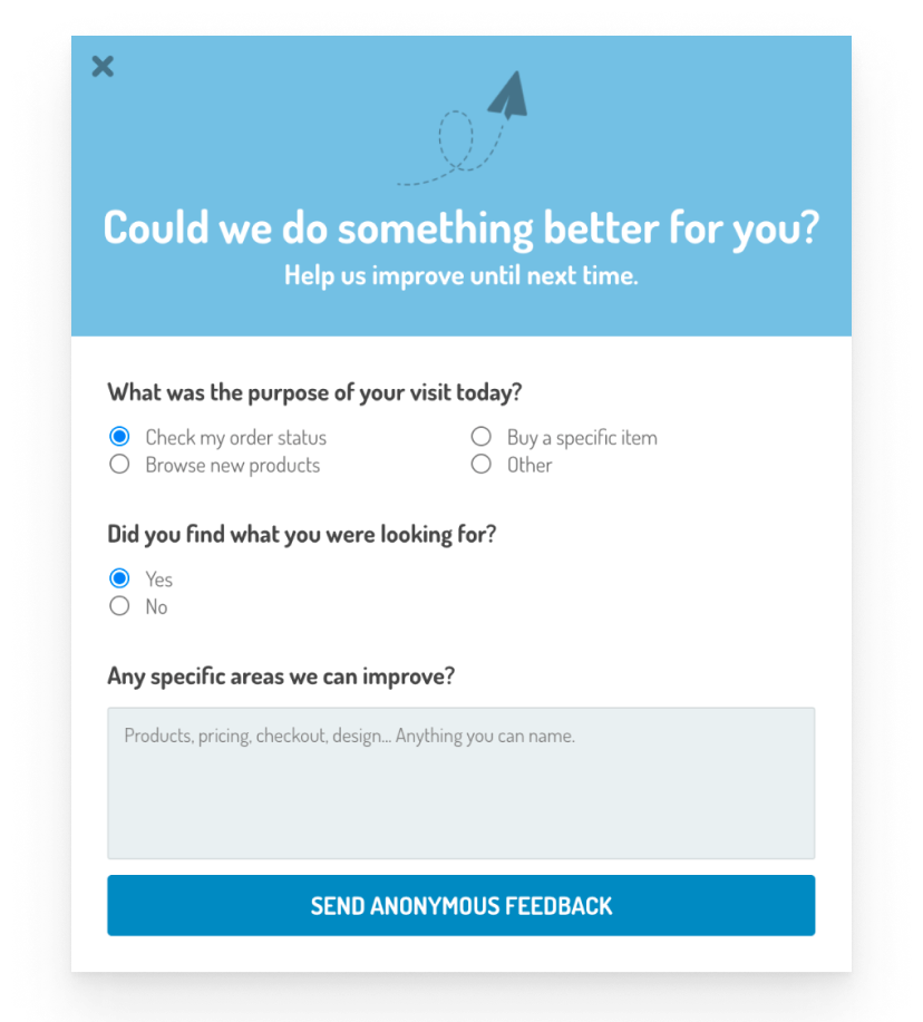 exit intent popup visitors feedback