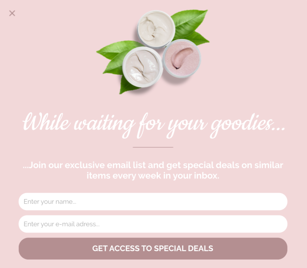 get access to special deals popup