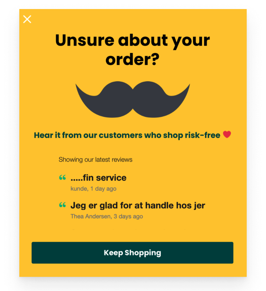 exit intent popup testimonials
