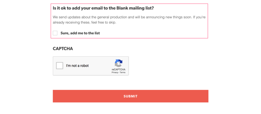 blank mailing list