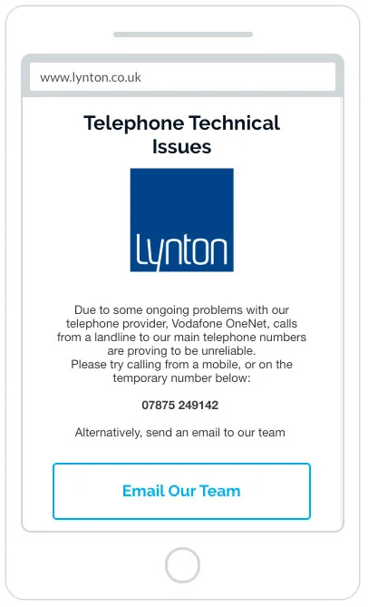 Linton mobile contact popup