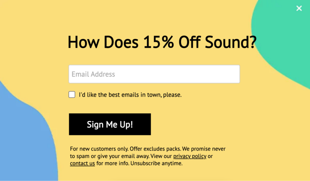 MeUndies popup