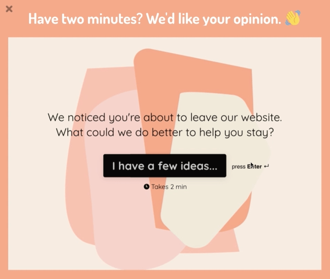 exit intent popup visitors feedback