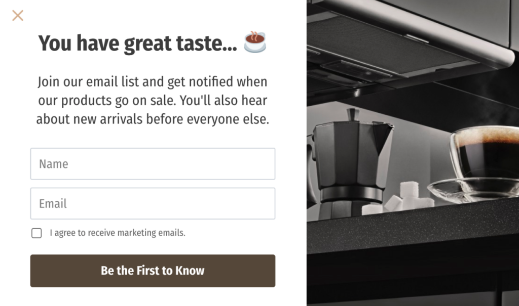 Newsletter sign up popup