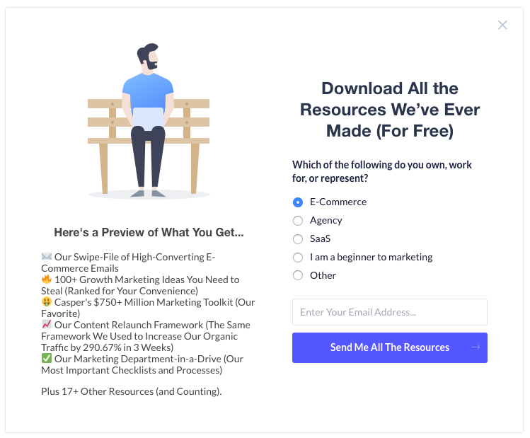 Download free resources popup