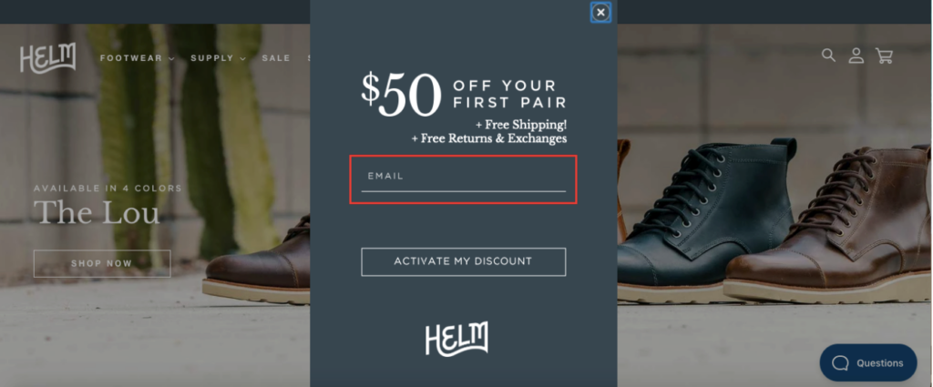 helm boots popup