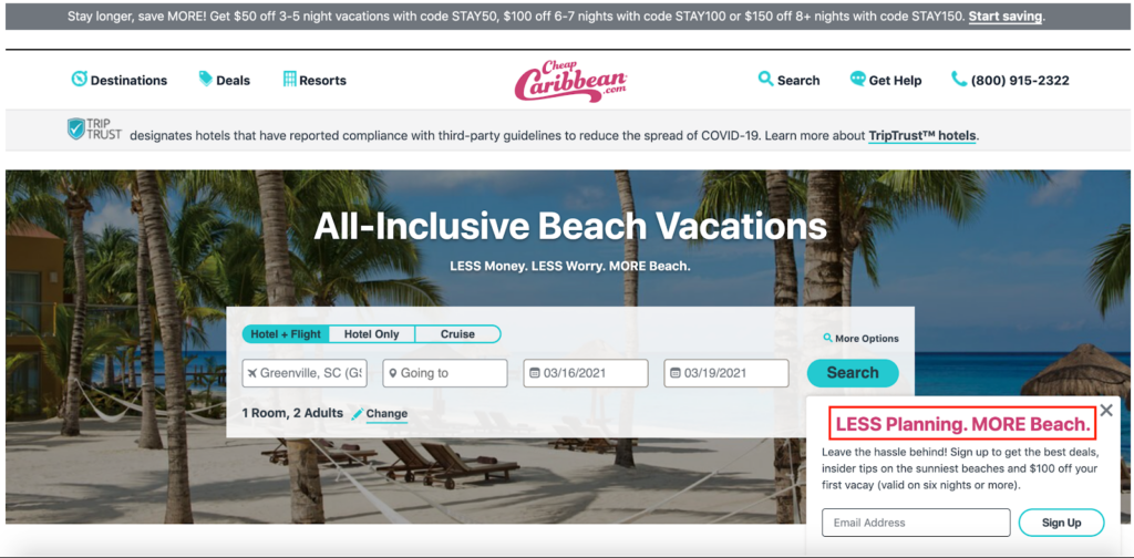CheapCaribbean.com Popup