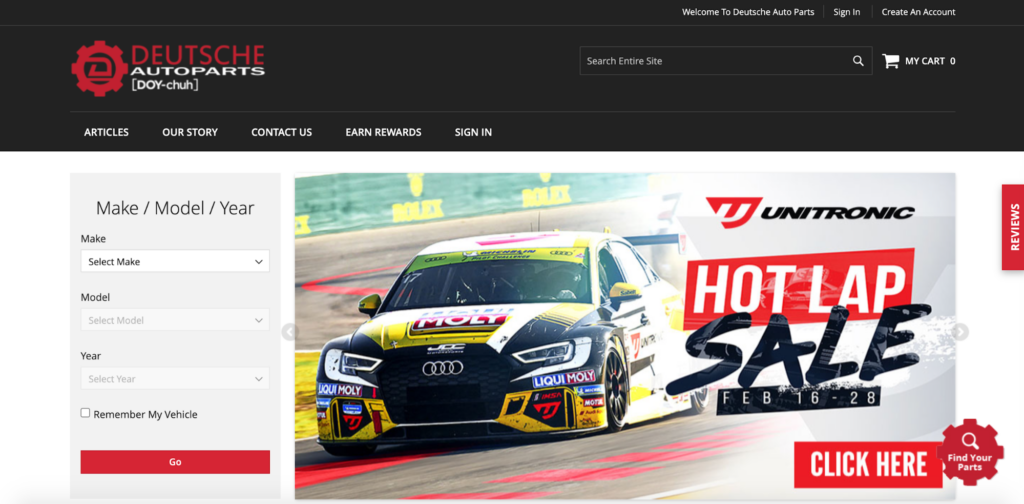 Deutsche Autoparts Automative popup