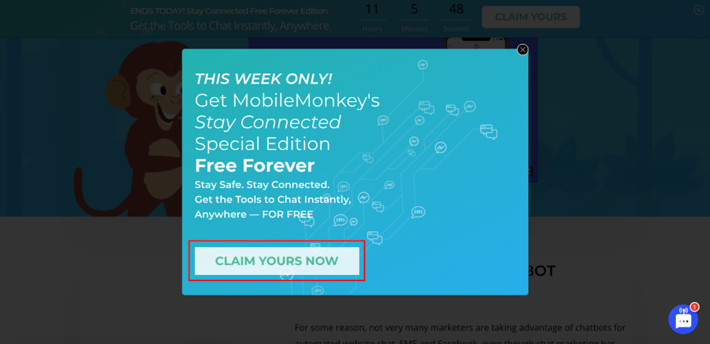 MobileMonkey Popup