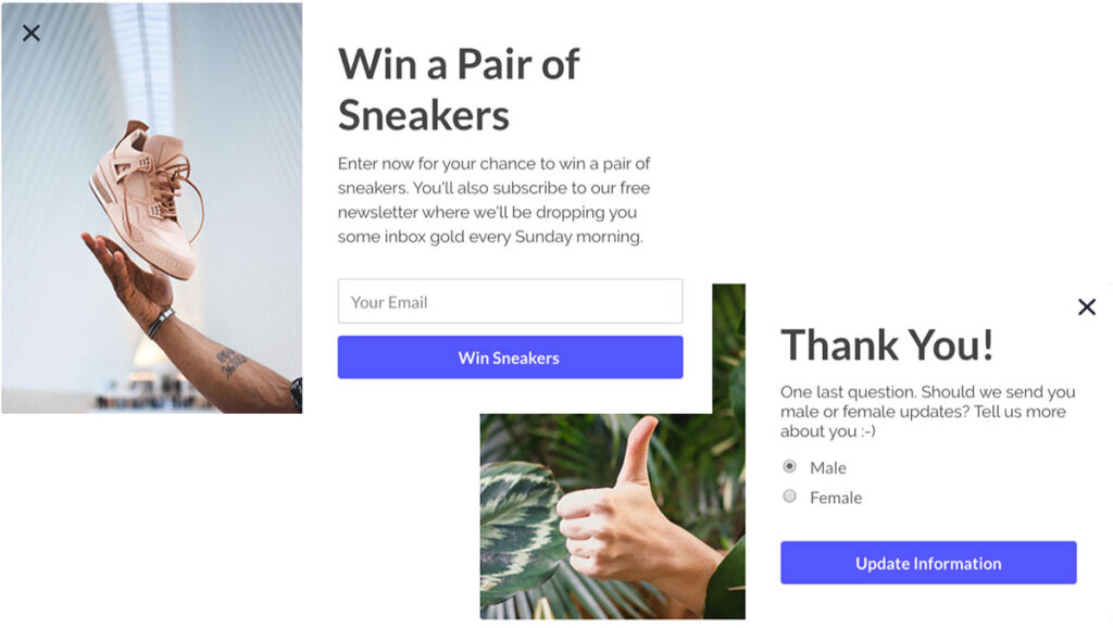 Multistep popup