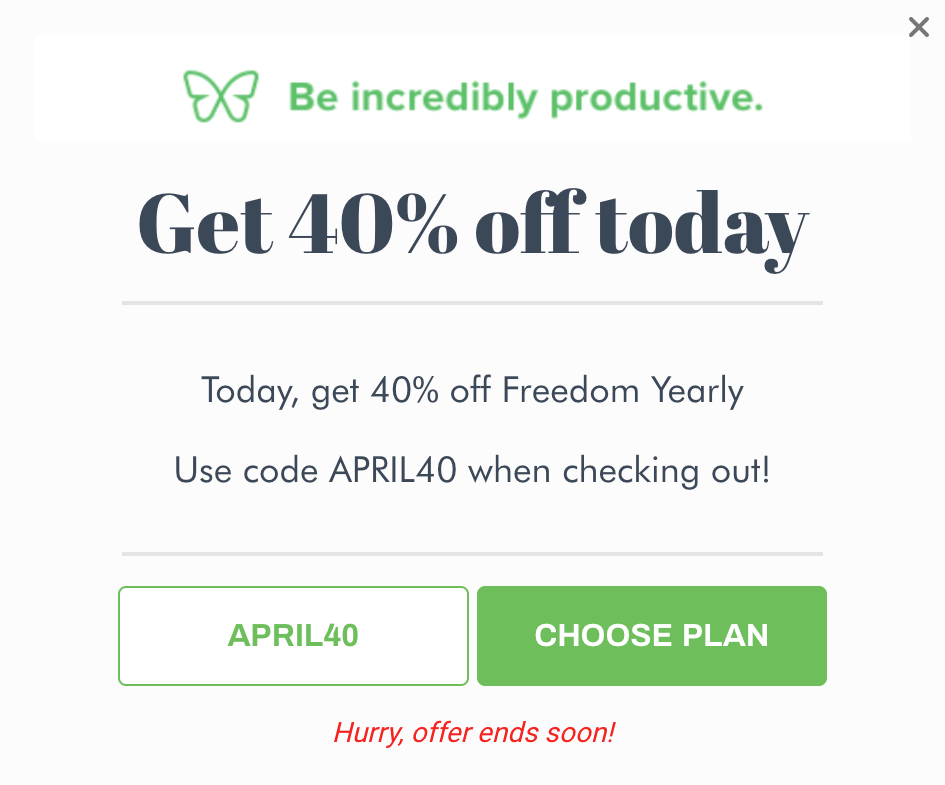 Freedom popup