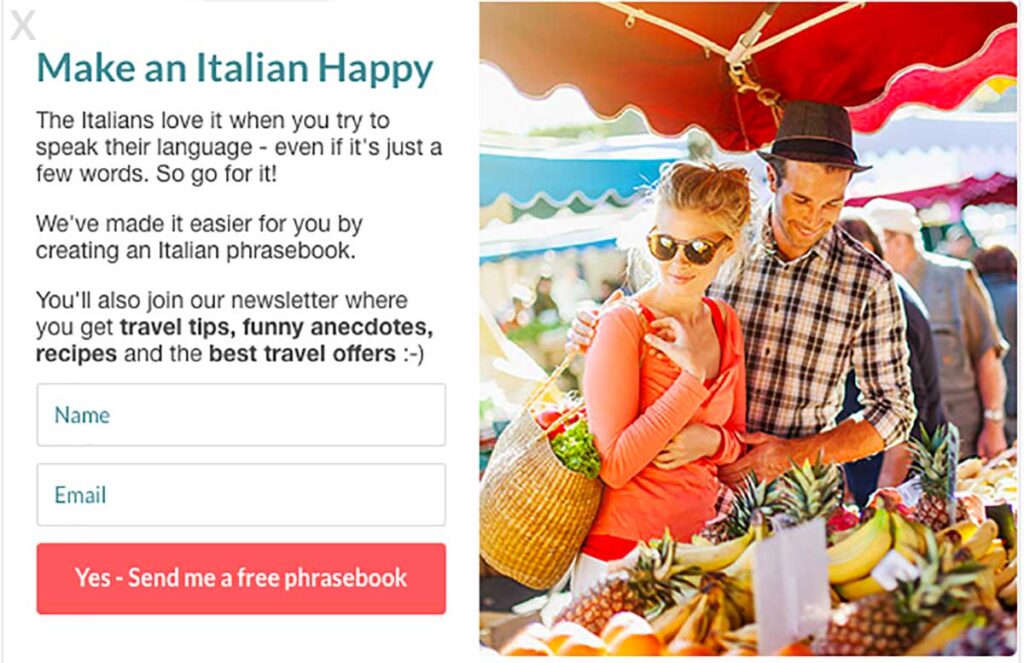 Hideaways italian popup