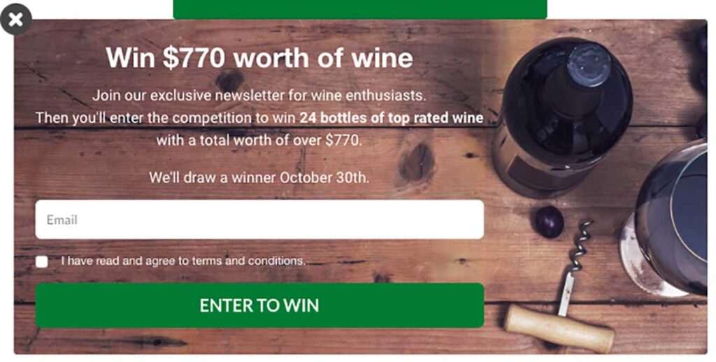 Jysk Vin giveaway popup