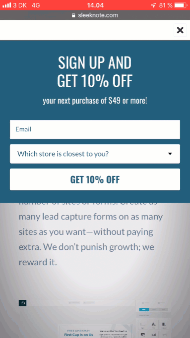 dropdown popup