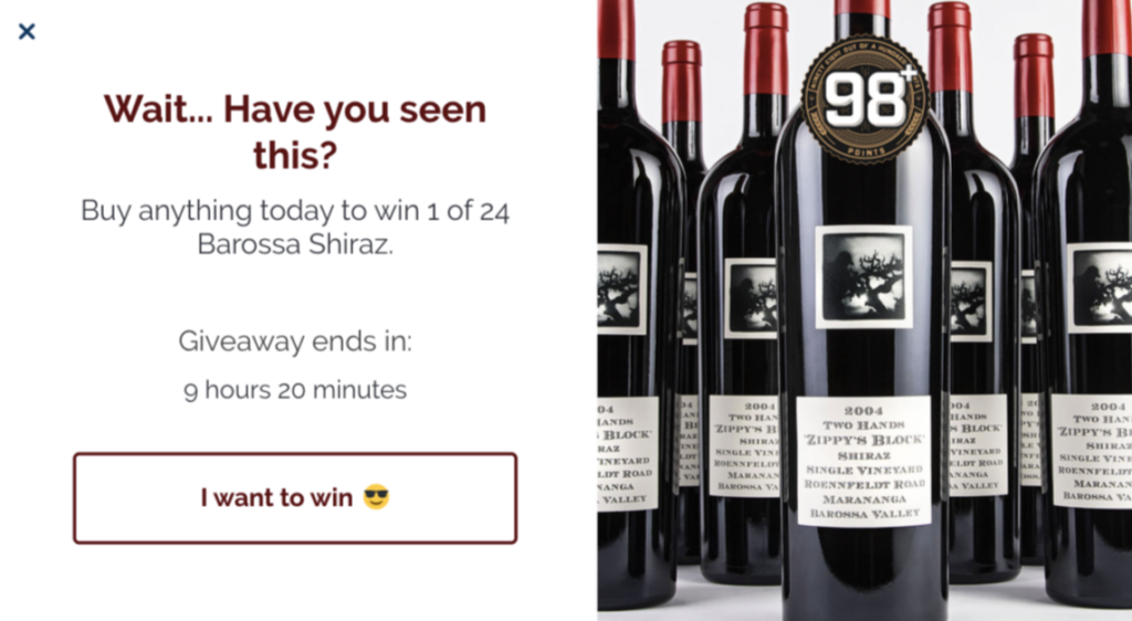 Barossa Shiraz giveaway popup