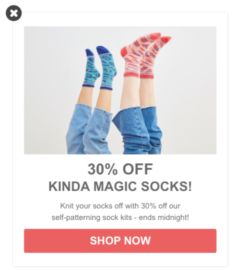wool and the gang 30% magic socks popup