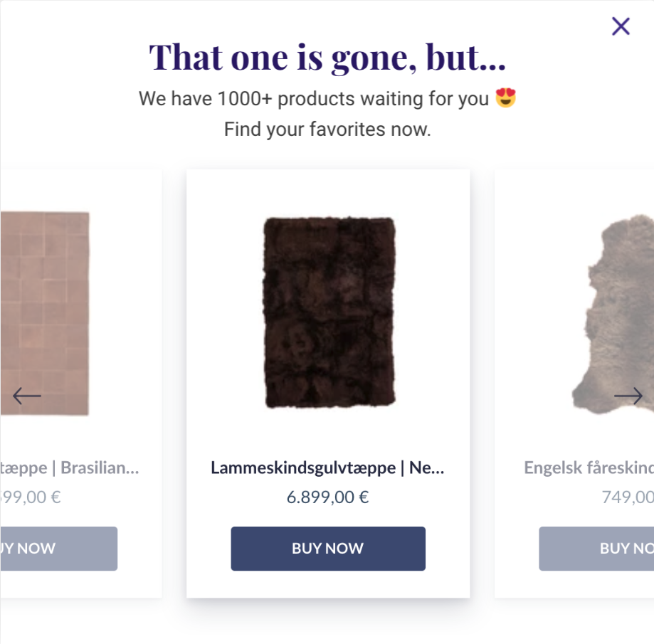 sold out product recommendation