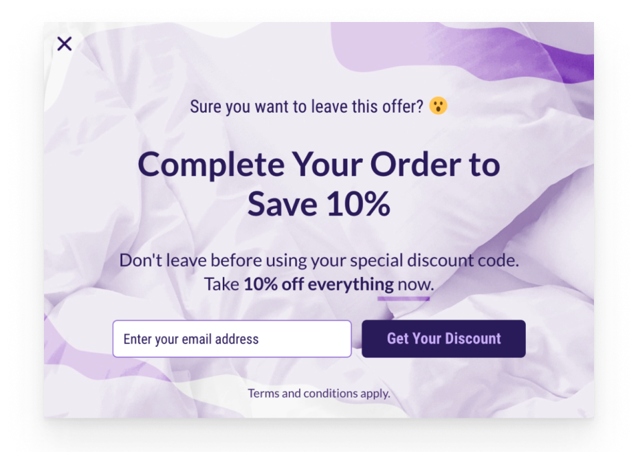 complete your order popup