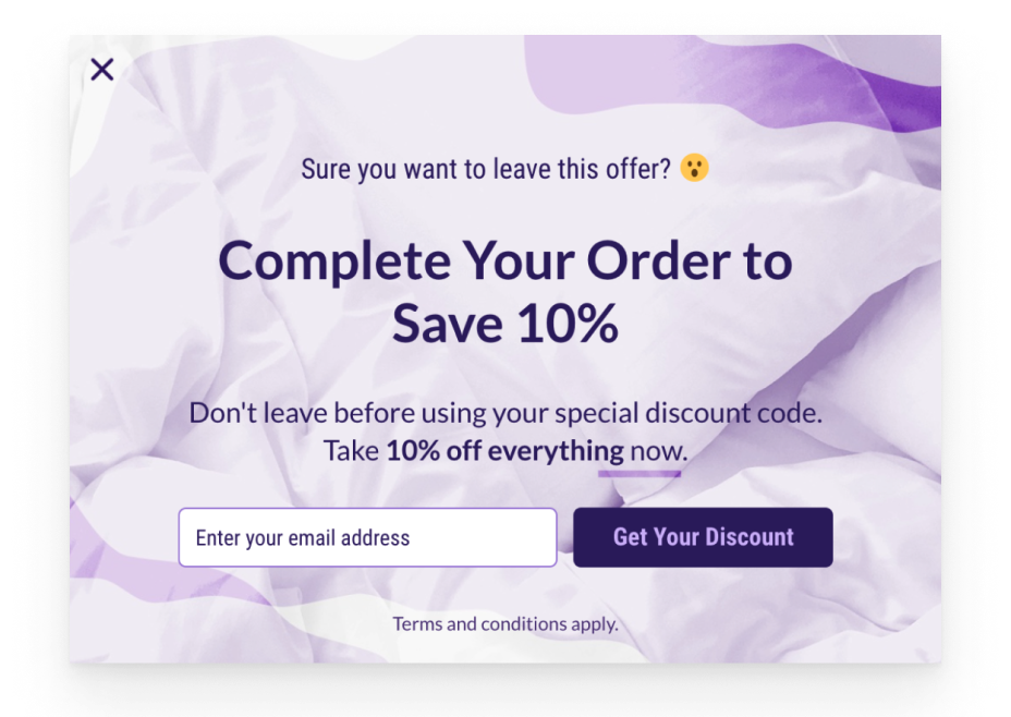 complete your order popup