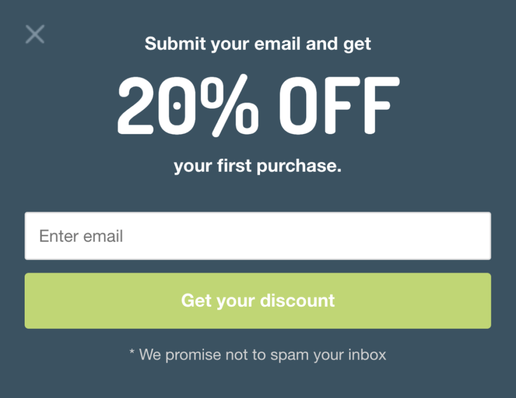 20% off popup