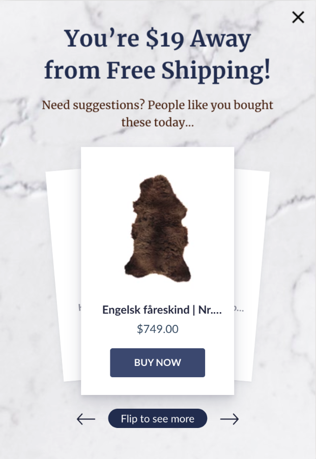 Product Recommendation popup free shipping
