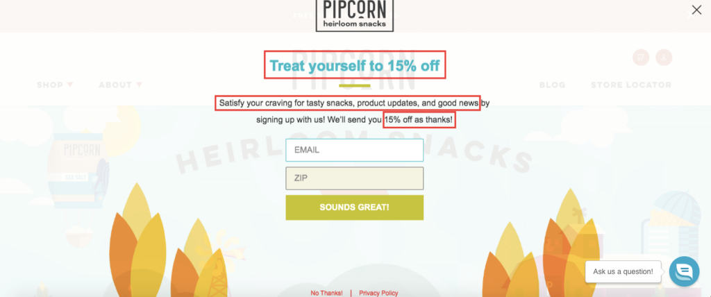 pipcorn popup