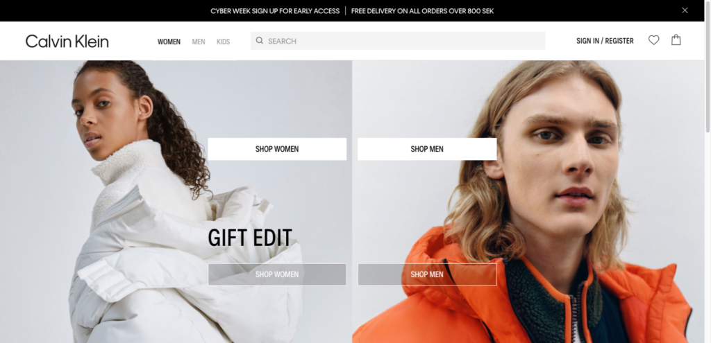Calvin Klein Landing Page