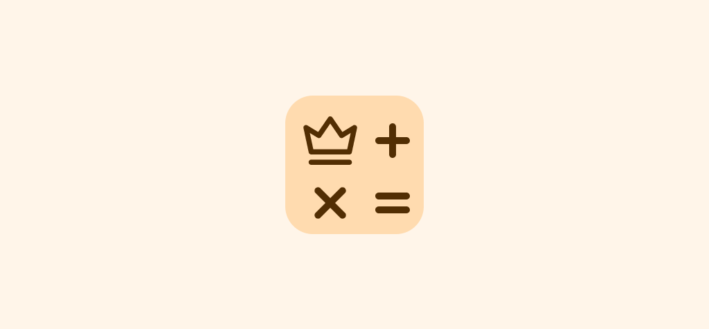 Gamification Impact Calculator Icon with a crown and calculation symbols.