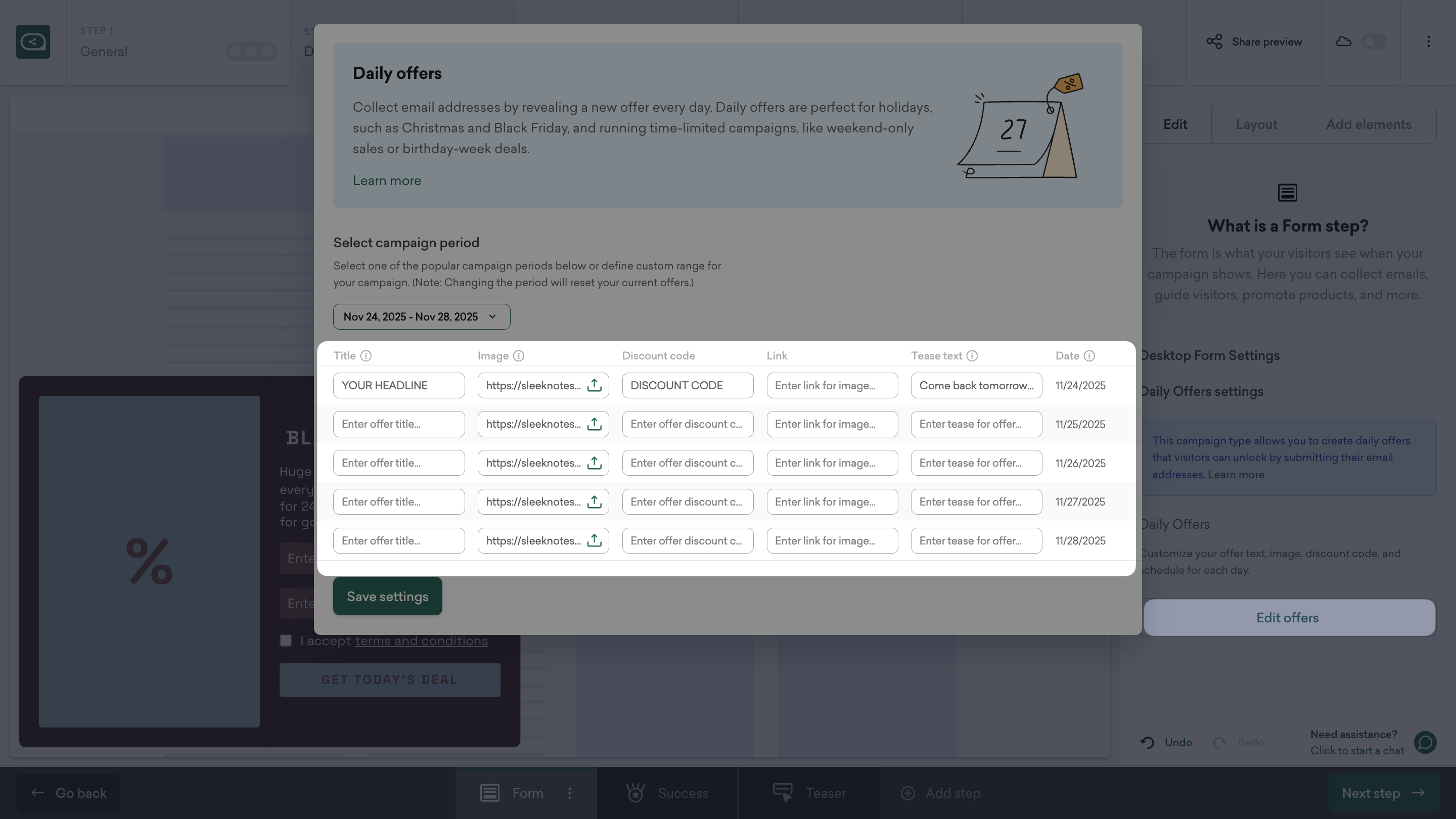 Add daily Black Friday deals and content in Sleeknote