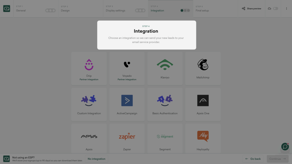 Connect your popup to your email platform