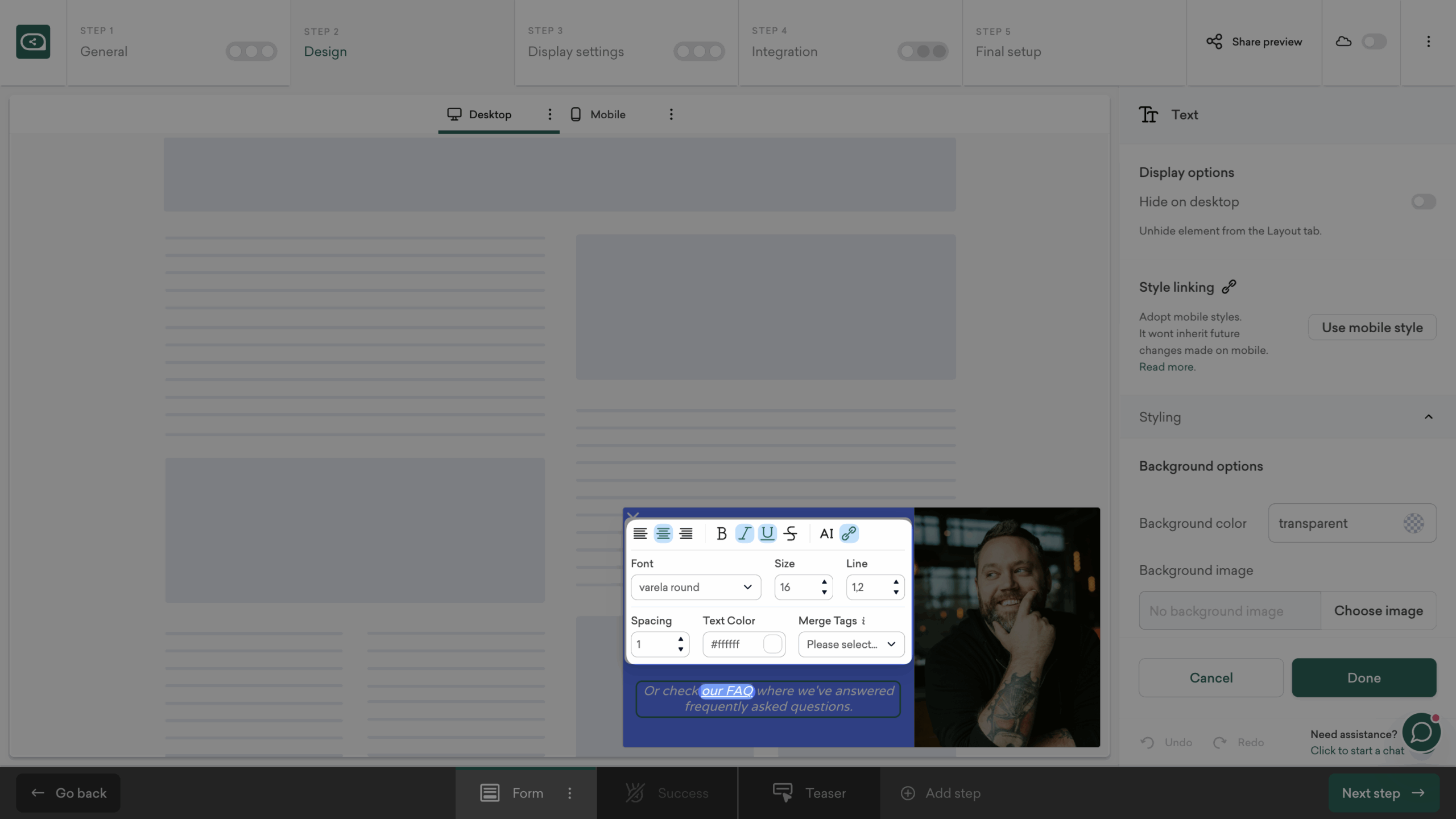 customizing black friday support popup design with brand colors