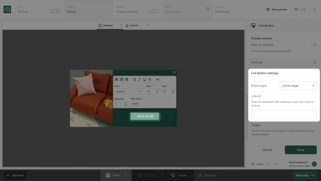 Set a destination link to help users reach the free shipping threshold	