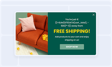 Free shipping progress bar popup