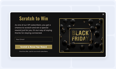 use cases Gamified scratch card popup for Black Friday subscribers