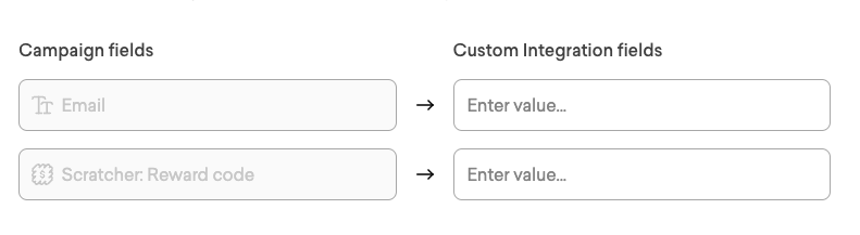 Mapping reward code field to email platform in Sleeknote