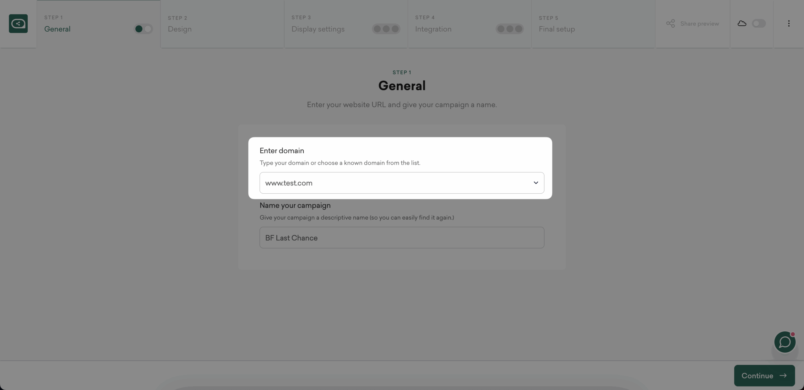 Load a Black Friday urgency popup template in your Sleeknote account.